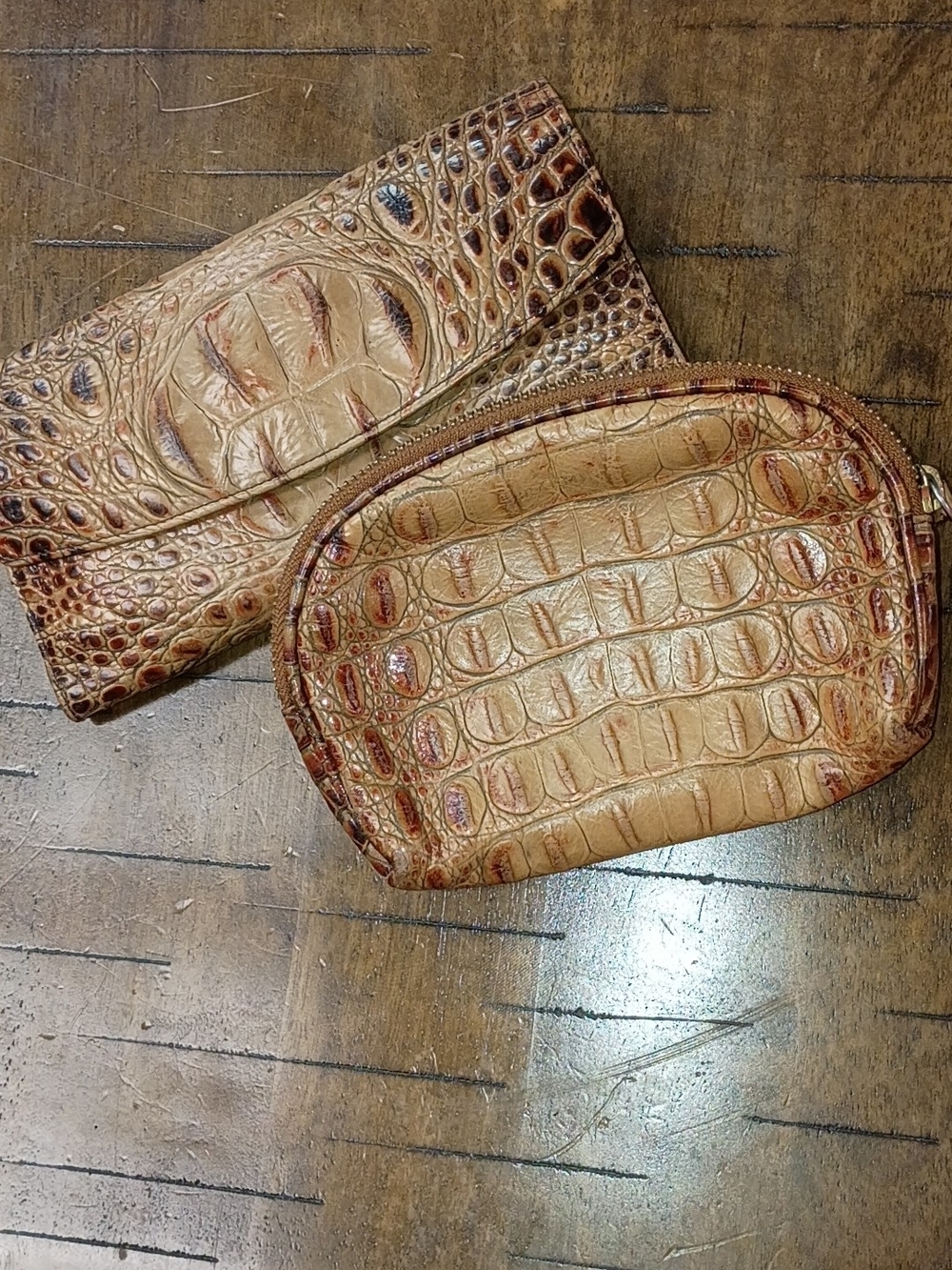 Brahmin Cognac Croc-Embossed Patent Leather Tote - Picture 2 of 2